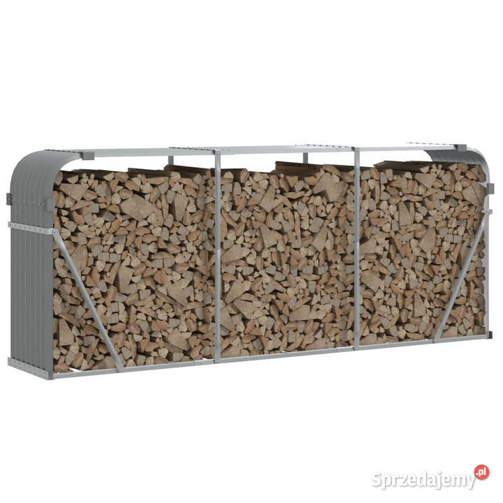 Stojak na drewno jasnoszary 234x45x100 stal Warszawa