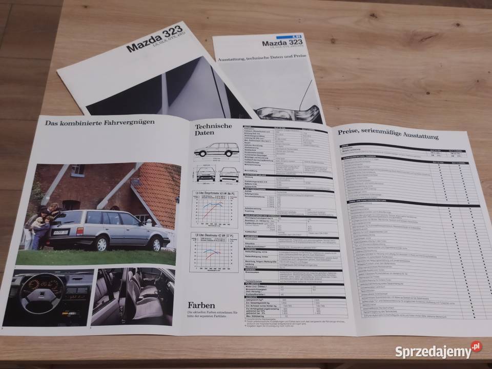 Prospekt Mazda 323 BF HB KOMBI komplet 3 broszur Pozostałe Kluczbork