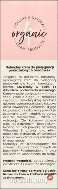 4ORGANIC KREM do brodawek kobiet karmiących 50 Dla kobiet Wołczyn