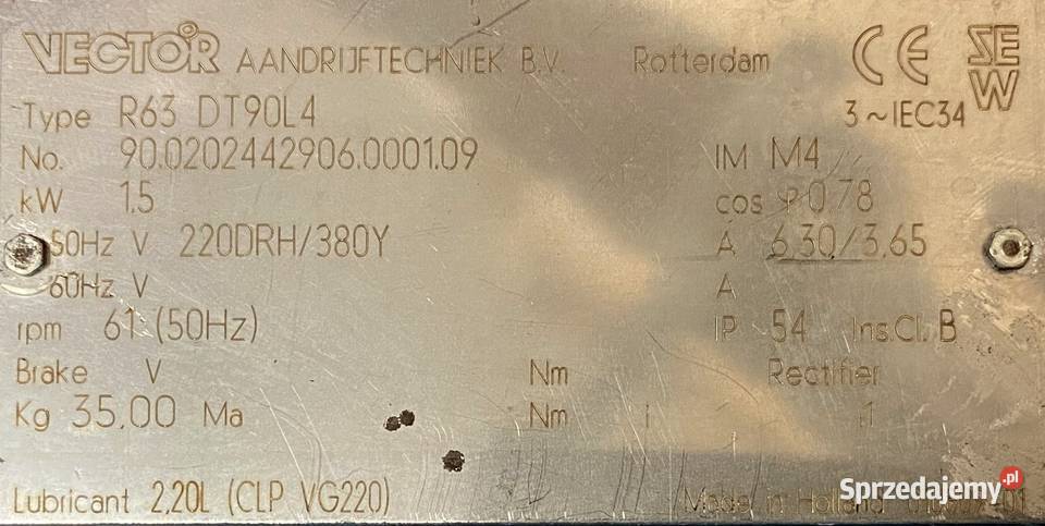 motoreduktor przekładnia 15kW 61obr SEW Pigża