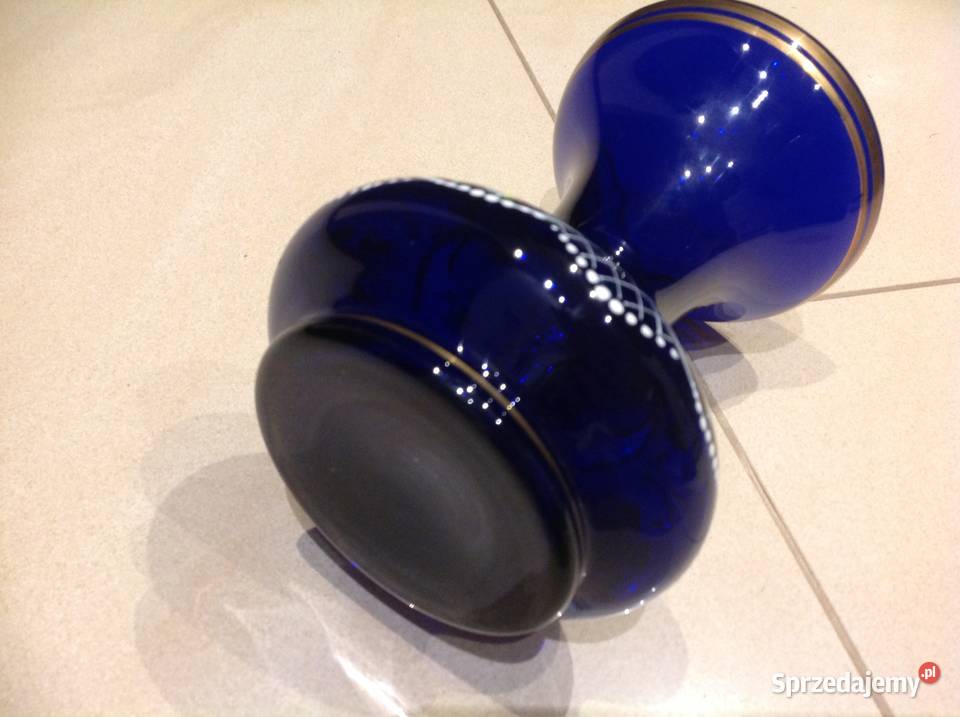 Wazon Kobaltowy Bohemia Stary Sygnowany Dubicko Nowa Sól