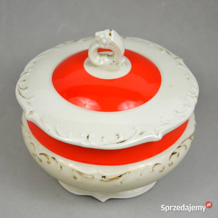 Bombonierka cukiernica Turyngia Reliefowa Porcelana i szkło Warszawa