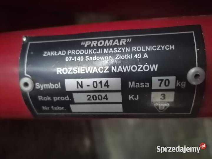 Rozsiewacz nawozu Promar lejek Mokra Prawa