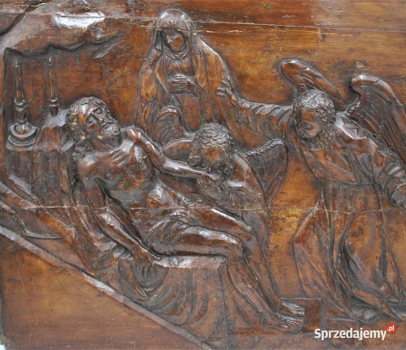 Grób Jezusa Chrystusa relief drewniany XIX wiek Poznań