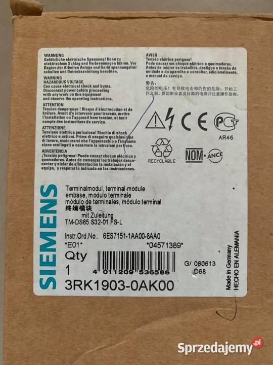 Siemens 3RK19030AC00 3RK19030AC00 Moduł