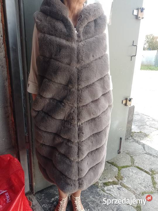 XLXXL Futrzany bezrękawnik z kapturem z Kurtki i płaszcze Kraków