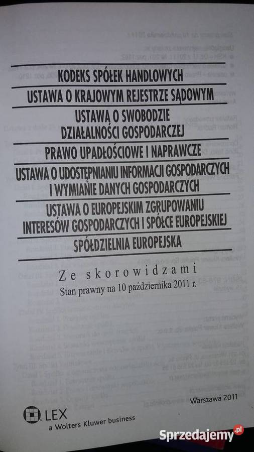 Kodeks spółek handlowych ustawa o KRS Antykwariat Warszawa