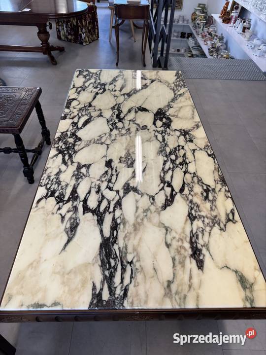 Drewniana solidna ława z marmurowym blatem Ełk