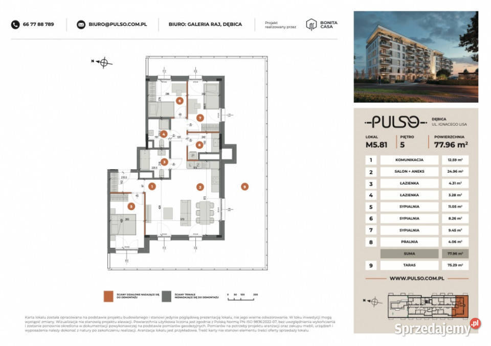 4 pokoje z tarasem 7796 m Apartament PULSO Dębica