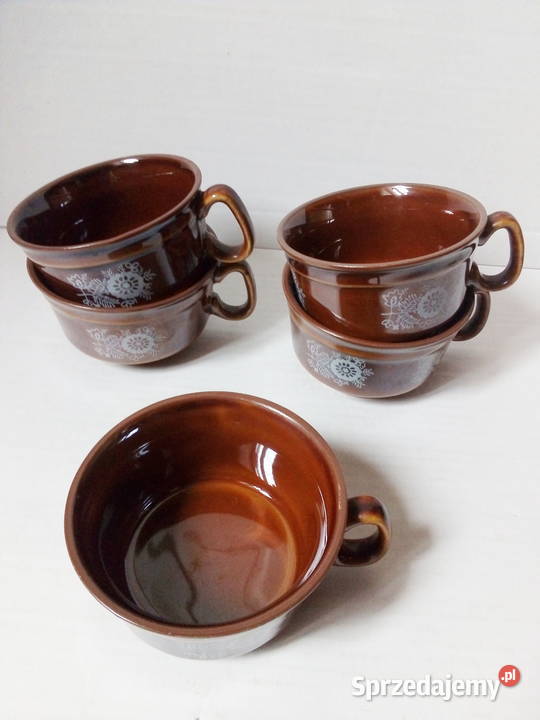 5 filiżanek Pruszków porcelit vintage PRL