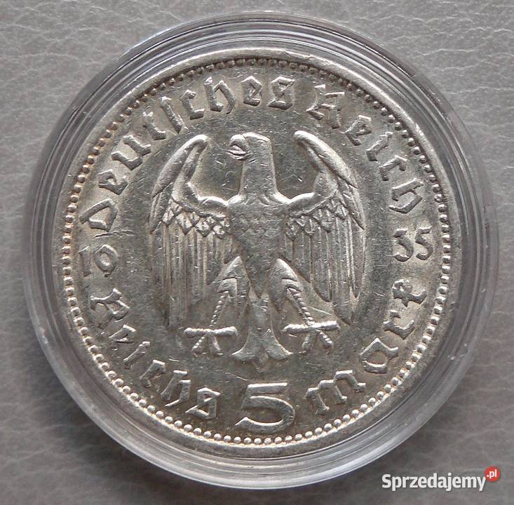 5 Reichsmark 1935 Hindenburg F Niemcy dolnośląskie sprzedam