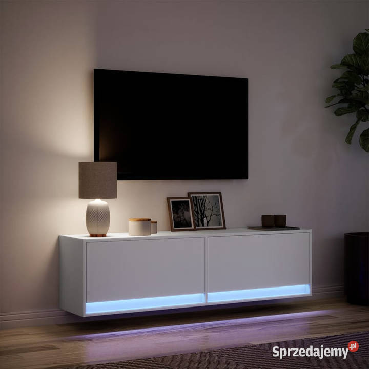 Ścienna szafka TV z LED biała 140x31x38 WM852369 Warszawa