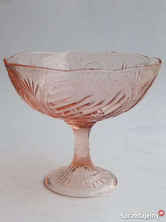 Duża patera łososiowe różowe szkło klasyczny