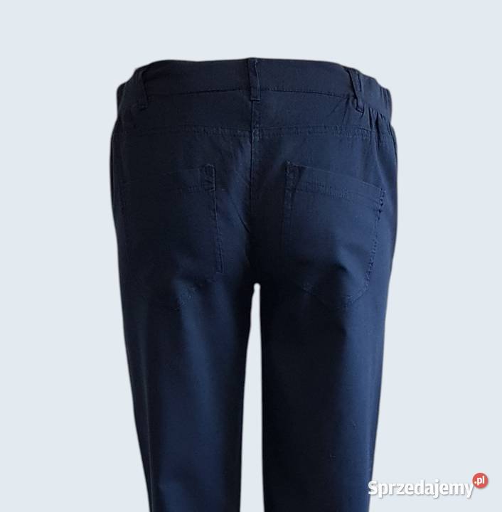 Damskie eleganckie granatowe spodnie materiałowe