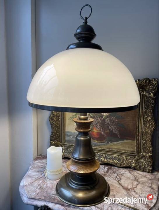 2 ekskluzywne lampy lampa drewno mosiądz Długopole-Zdrój sprzedam