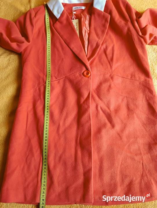 Płaszcz pomarańczowy na jeden guzik wiosenny Kurtki i płaszcze Cieszyn