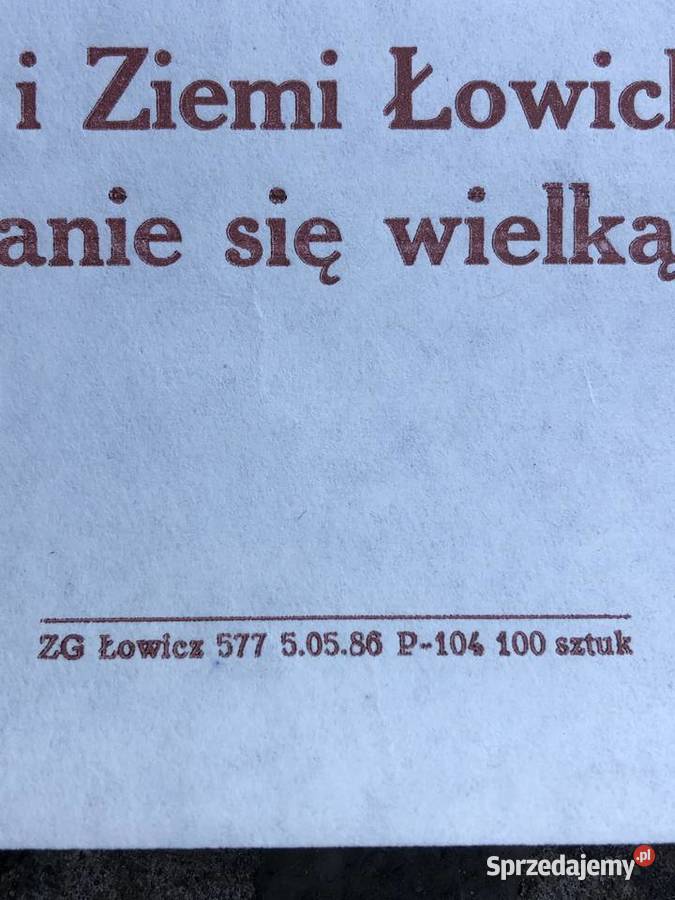 Plakat 1986 Łowicz odsłonięcie pomnika o