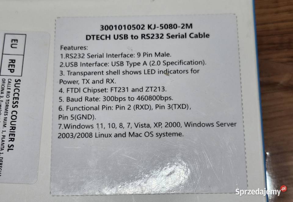Kabel USB RS232 2m Jastrzębie-Zdrój sprzedam