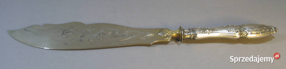 Duzy Srebrny noz stolowy Minerwa