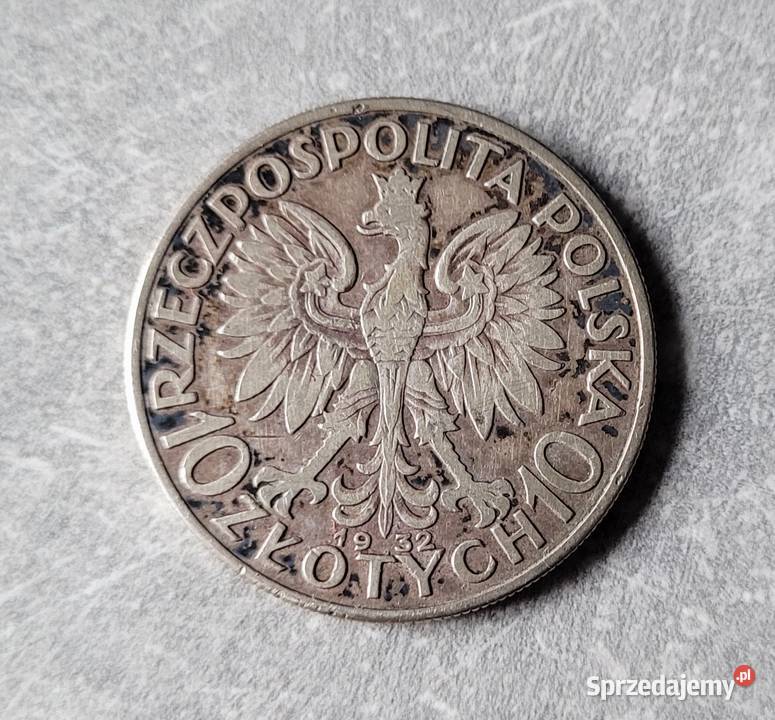 96 POLSKA srebro II RP 10 Złotych 1932 r Głowa Kolekcje Wola Kruszyńska