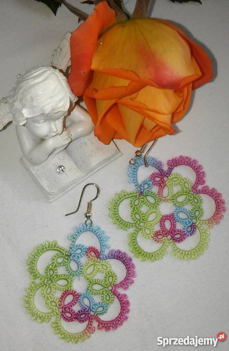 Kolczyki Frywolitkowe Wiśniowa sprzedam