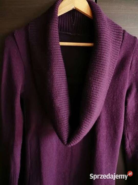 Fioletowy sweter swetr długi s 36 golf dekolt Toruń