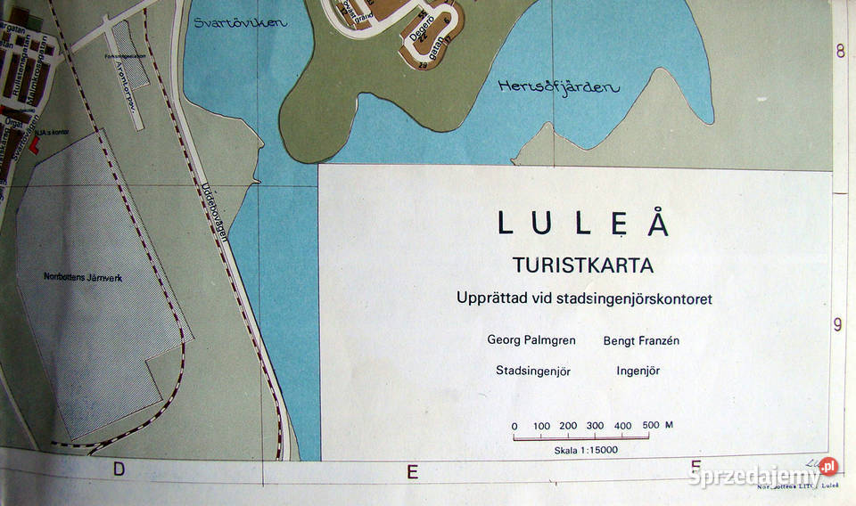 LULEA Szwecja Mapa centrum i okolic 1969 Limanowa