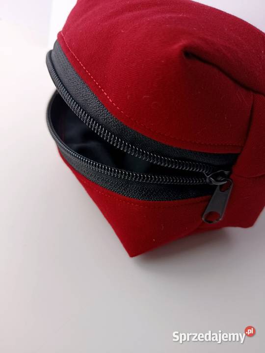 Kosmetyczka materiałowa czerwona handmade wielkopolskie Konin