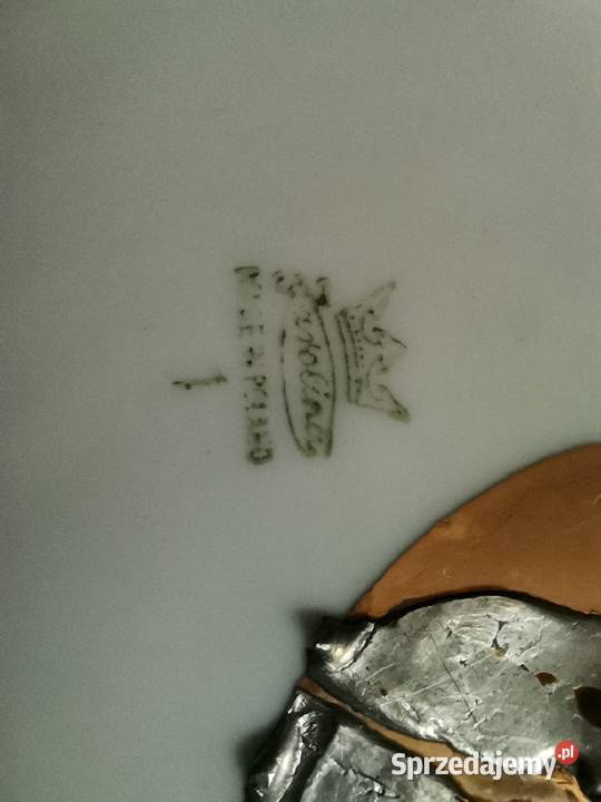 Stary wiszący talerz ozdobny Powóz porcelana Katowice