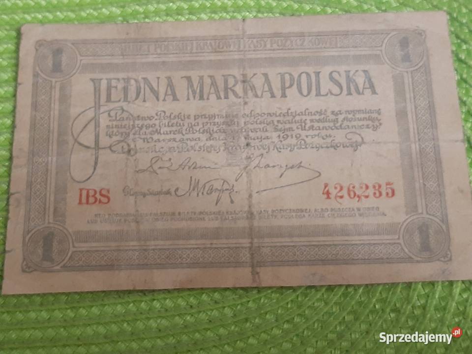 banknot polski 1 marka polska z 1919r Łomża