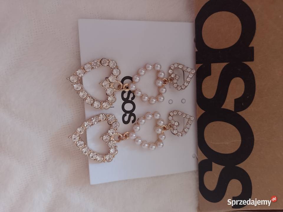 ASOS Długie bogato zdobione kolczyki serca perły małopolskie