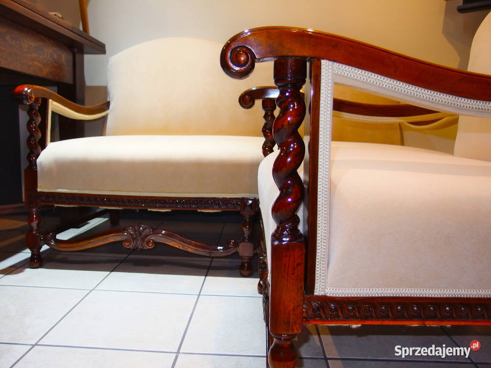Antyki Neobarokowa sofa i dwa fotele Wągrowiec
