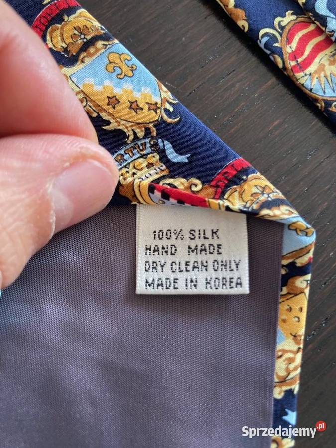 Granatowy krawat Yorn wzór heraldyczny 100 Elbląg