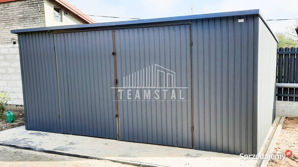 GARAŻ BLASZANY 6m x 5m spad tył Brama antracyt Garaże i miejsca postojowe Piła