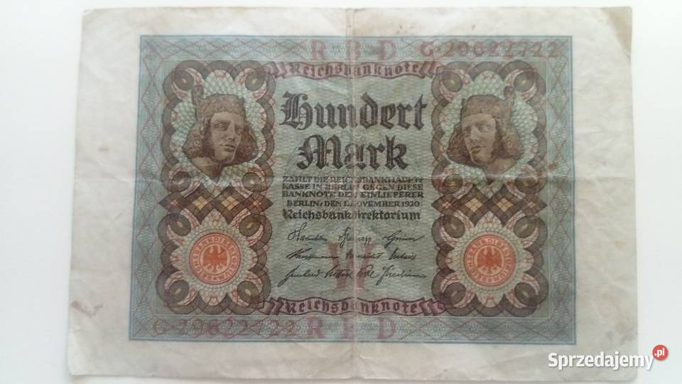 Banknot 100 marek 1920 r Mosina