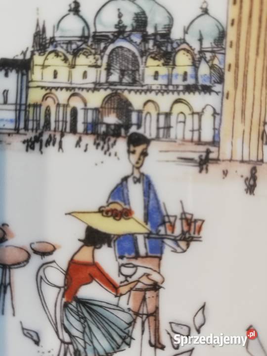 Paterka ze sceną sygnowana porcelana ecru Gorlice