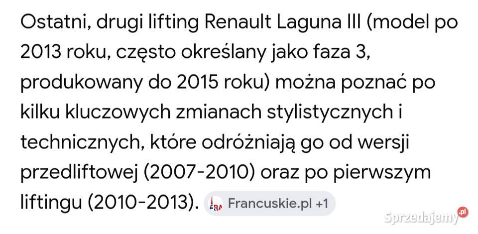 RENAULT Laguna 3 ostatni face lifting Rok produkcji 2013