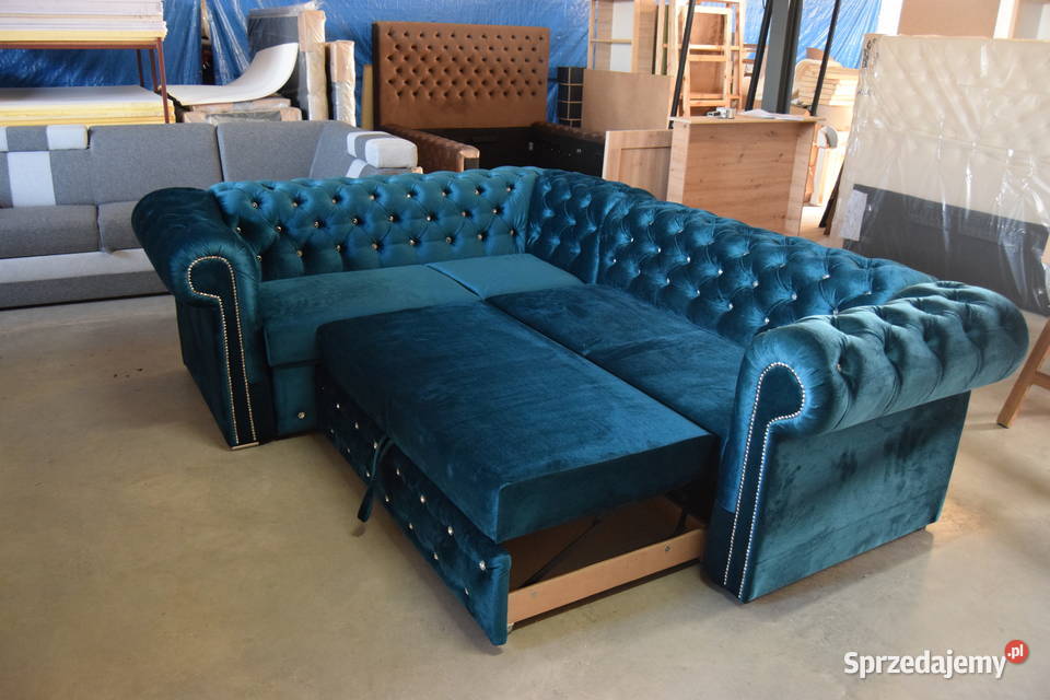 Narożnik pikowany chesterfield glamour z funkcją Pyzdry sprzedam