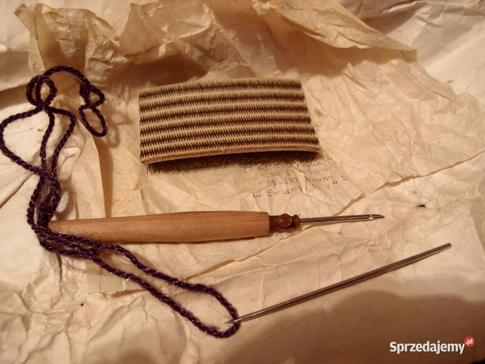 Zestaw do szydełkowania PRL Drewniana igła łódzkie Łódź