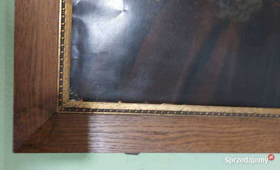 Obraz przedwojenny reprodukcja rama drewno gips Rokity