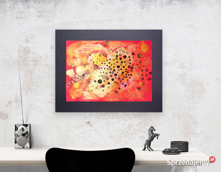 czerwona abstrakcja złoty obraz kosmos grafika Płock