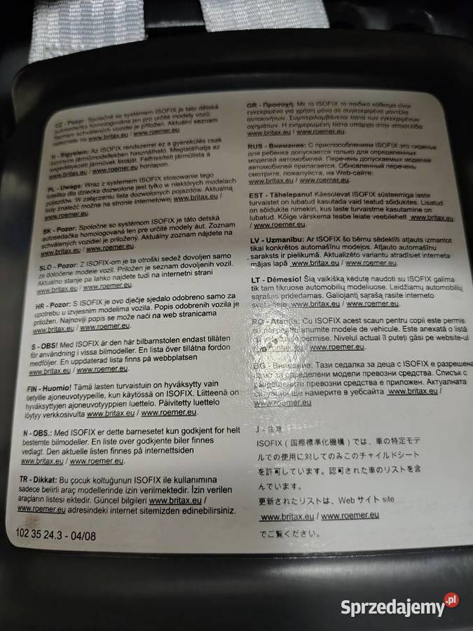 Fotelik samochodowy BRITEX ROMER Mazda z ISOFIX Sokoły