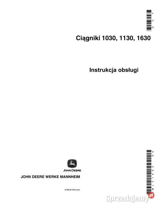 JD 1030 1130 1630 Instrukcja obsługi Szamotuły sprzedam