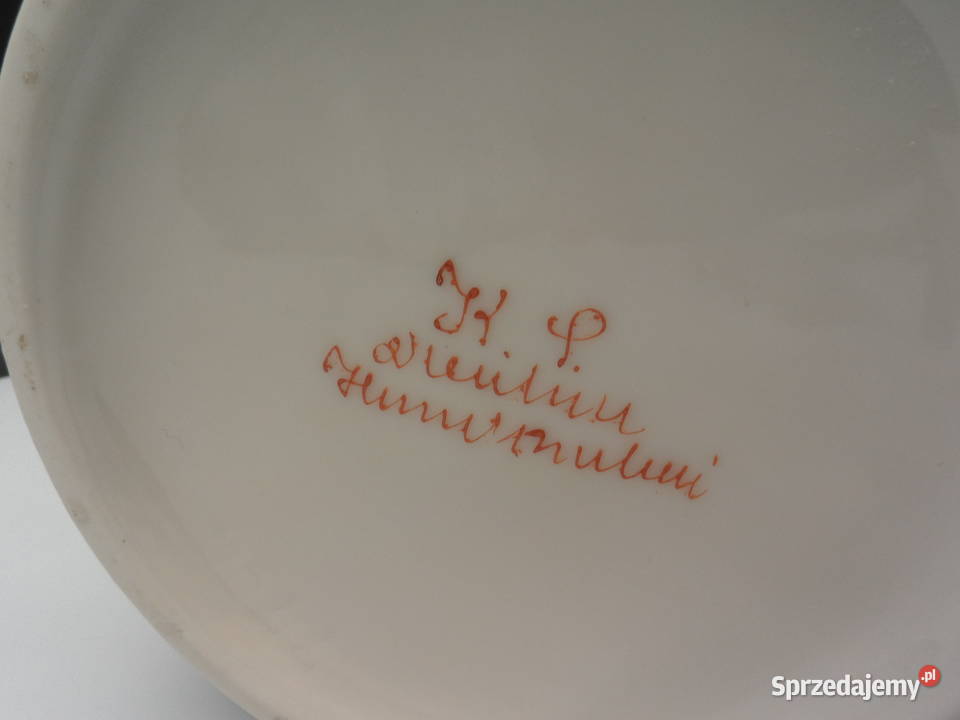 Porcelanowy Wazon Dzbanek CZERWONY SMOK Porcelana i szkło