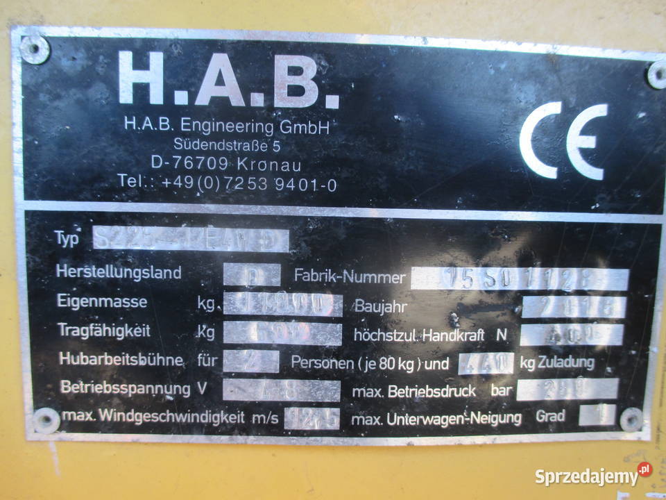 Podnośnik nożycowy HAB S22512E4WD 4x4 wielkopolskie Pleszew