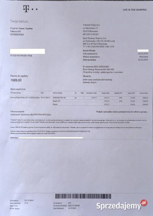 Motorola Edge 40 Neo 5G 12256GB Komplet salon Piotrków Trybunalski