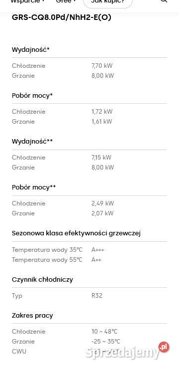 Pompa ciepła Gree Versati Split 8kW Gniezno