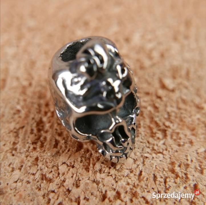 Czaszka koralik na brodę kosmyk włosów Ząbki