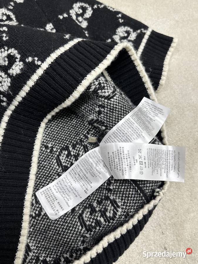 Sweter sweterek czarny biały boucl GG Gucci logo Zabrze