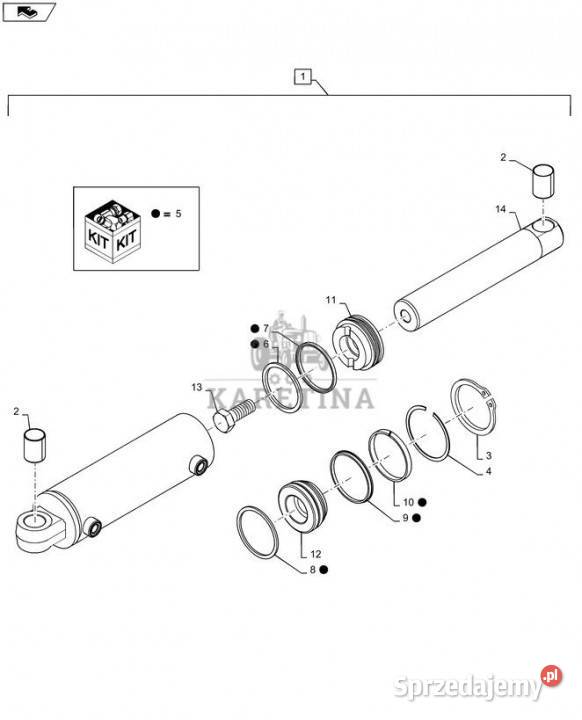 Holland T6090 Siłownik double acting 635mm rod Pozostałe wielkopolskie Jastrzębniki
